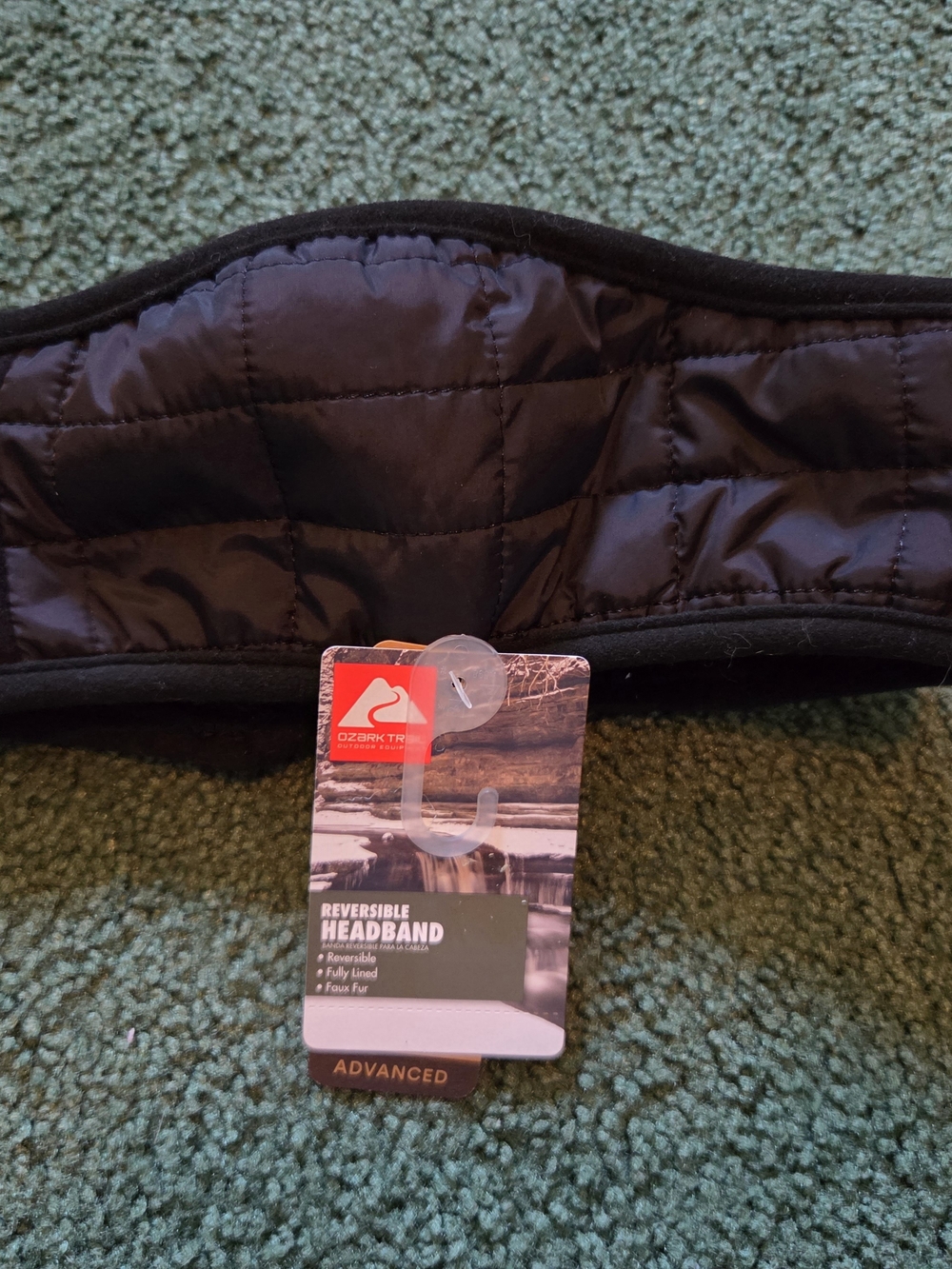 NWT Ozark Trail Black Quilted Reversible Headband
